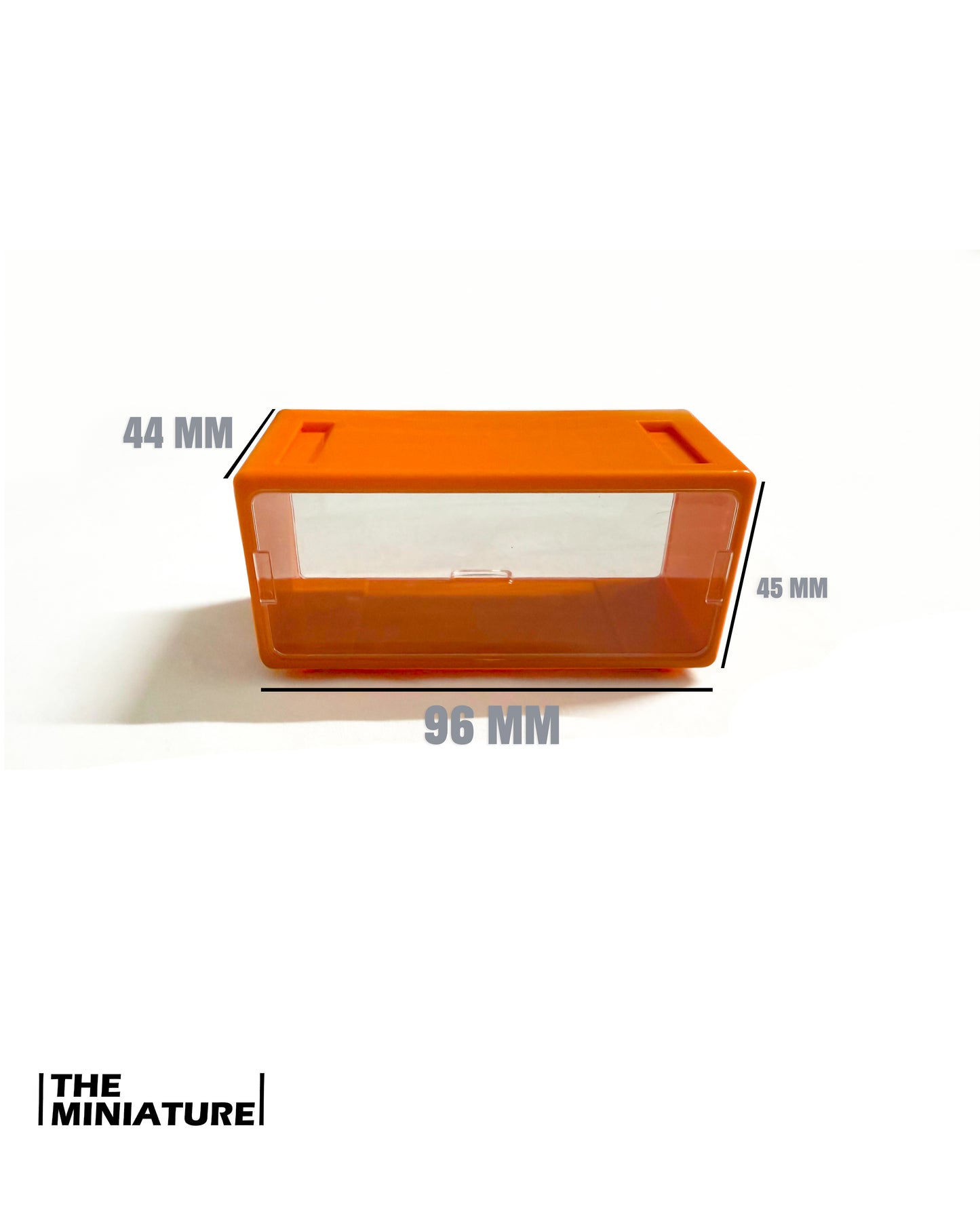 Miniature ShowBox Clear – Gray/Orange Frame (1:64 Collector Case)