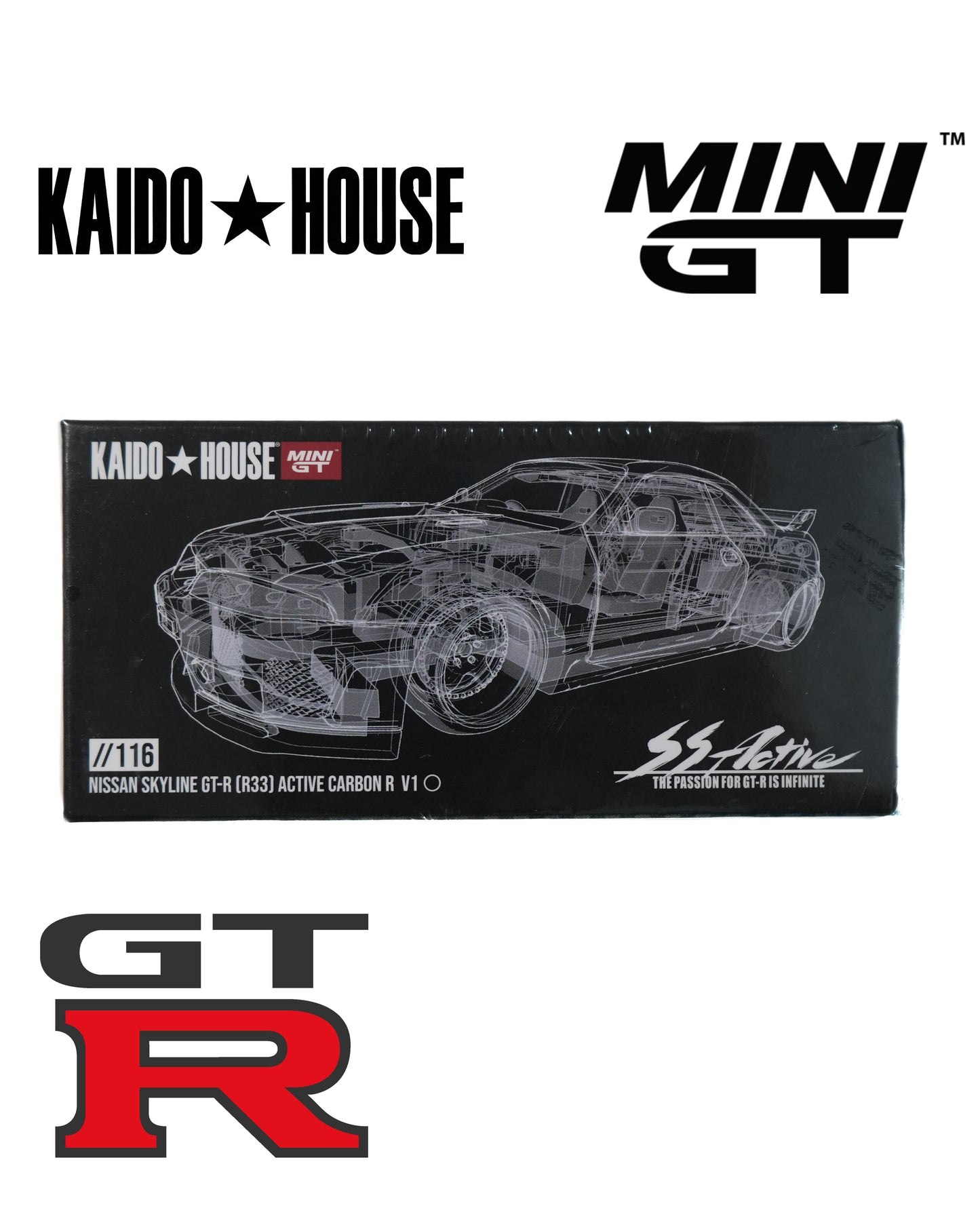 MiniGT 1:64 Nissan GT-R (R33) Carbon - KaidoHouse Series - Serial #116