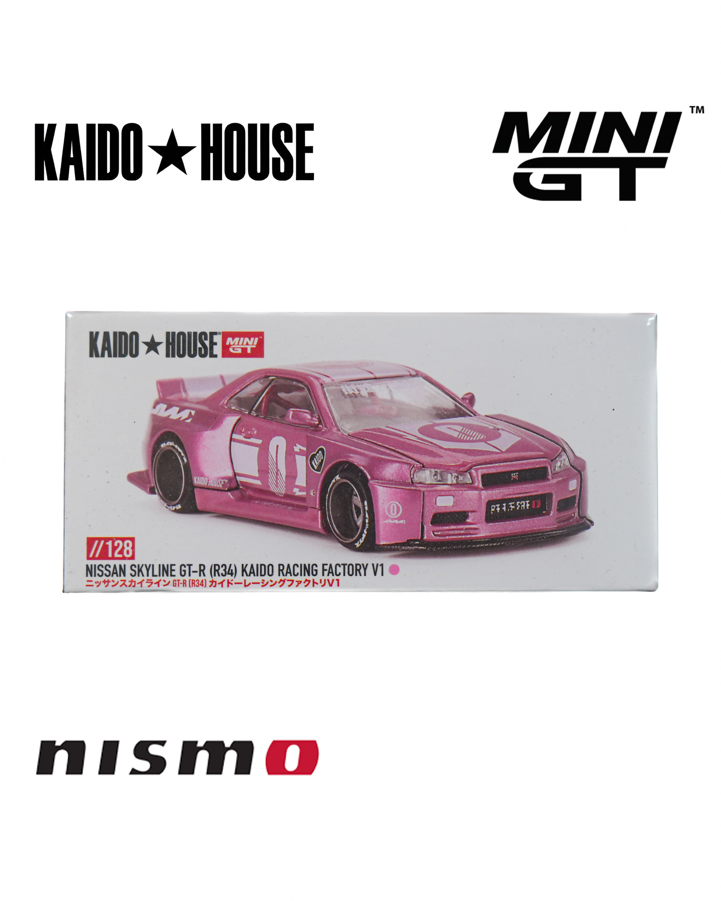 MiniGT 1:64 Nissan GT-R (R34) Widebody - KaidoHouse Series - Pink - Serial #128