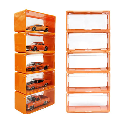 Miniature ShowBox Clear – Gray/Orange Frame (1:64 Collector Case)